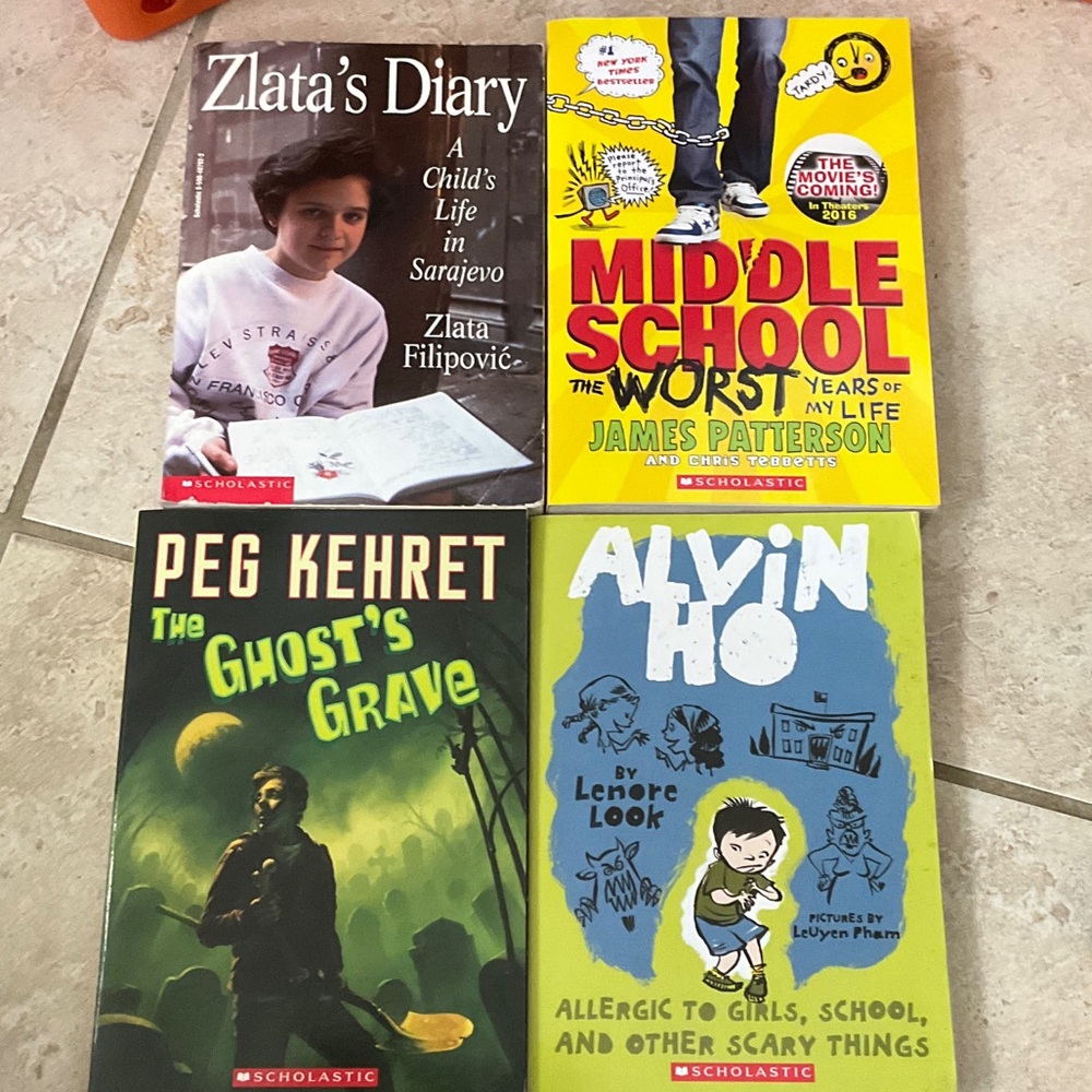 Scholastic Book Set with Yellow, Green, and Blue Covers